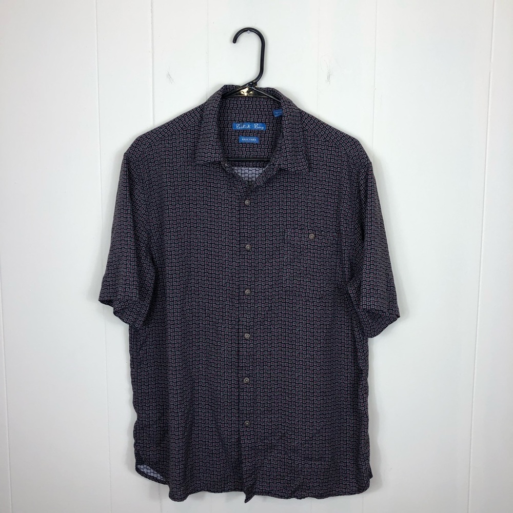 Vintage 90s Batik Bay Rayon Button Down Shirt Sz L